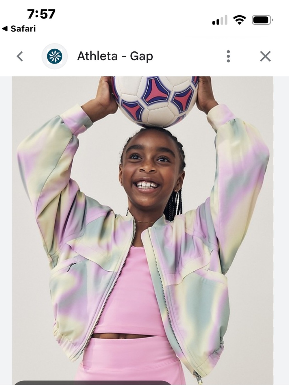 Athleta Pastel Tie-Dye Bomber Jacket in Pink, Lavender & Mint